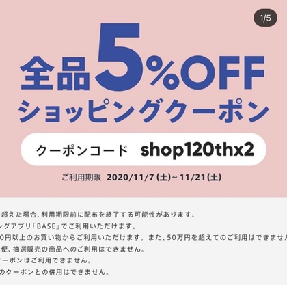 256: オンラインショップ5%オフのお知らせ